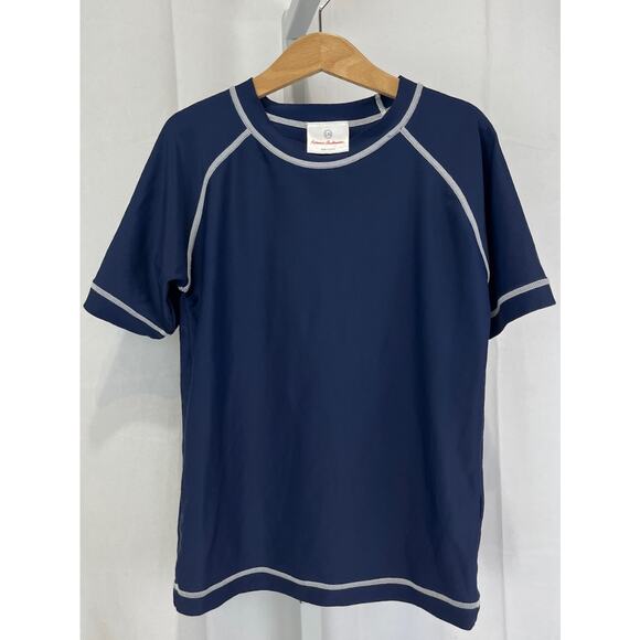 HANNA ANDERSSON Size 130 8 Short Sleeve Rash Guard Swim Top Navy Blue Kids - Picture 8 of 8